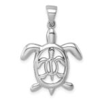 Sterling Silver Rhodium-plated Cut Out  Mother and Baby Turtle Pendant