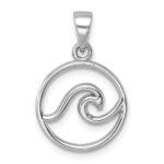 Sterling Silver Rhodium-plated Polished Wave Pendant