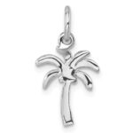 Sterling Silver Rhodium-plated Polished Palm Tree Pendant - Image 3