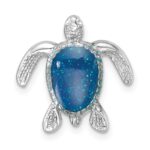 Sterling Silver Rhodium-plated Enameled Turtle Chain Slide