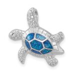 Sterling Silver Rhodium-plated Enameled Swimming Turtle Chain Slide - Image 4