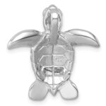Sterling Silver Rhodium-plated Polished and Textured Turtle Chain Slide - Image 3