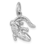Sterling Silver Rhodium-plated Polished Curled Gator Pendant - Image 4