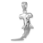 Sterling Silver Rhodium-plated Polished 3D Hammerhead Shark Pendant - Image 4