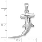 Sterling Silver Rhodium-plated Polished 3D Hammerhead Shark Pendant - Image 5