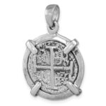 Sterling Silver Rhodium-plated Polished and Antiqued Medieval Coin Pendant - Image 4