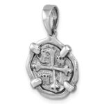 Sterling Silver Rhodium-plated Polished and Antiqued Medieval Coin Pendant - Image 4