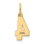 14k Small Polished Number 4 Charm - Image 3