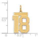 14k Medium Satin Number 18 Charm - Image 2