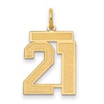 14k Medium Satin Number 21 Charm