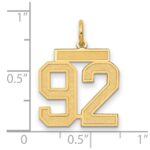 14k Medium Satin Number 92 Charm - Image 2