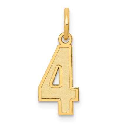 14k Small Satin Number 4 Charm