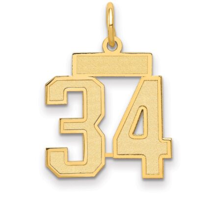 14k Small Satin Number 34 Charm