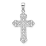 14K White Gold Fleur De Lis Cross Charm - Image 3