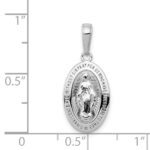 14k White Gold Polished and Satin Solid Miraculous Medal Oval Pendant - Image 4