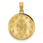 14k Polished and Satin Solid Miraculous Medal Round Pendant - Image 3