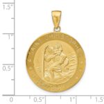 14k Polished and Satin Solid Saint Christopher Medal Round Pendant - Image 3