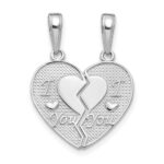 14k White Gold I LOVE YOU 2-Piece Break-Apart Heart Charm
