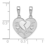 14k White Gold I LOVE YOU 2-Piece Break-Apart Heart Charm - Image 2