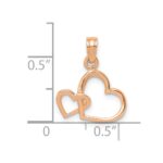 14K Rose Gold Polished Intertwined Double Heart Pendant - Image 4