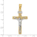 14K Two-tone Diamond-cut Lattice Cross with Crucifix Pendant - Image 3