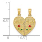 14k Enameled Flowers MOTHER - DAUGHTER 2-Piece Break-apart Pendant - Image 4