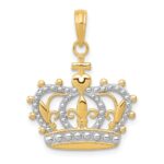 14K and White Rhodium Crown Pendant