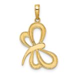 14k and White Rhodium Diamond-cut Dragonfly Pendant - Image 3