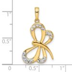 14k and White Rhodium Diamond-cut Dragonfly Pendant - Image 4