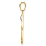 14k and White Rhodium Diamond-cut Evil Eye Filigree Hamsa Pendant - Image 2