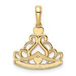 14k and White Rhodium Diamond-cut Crown Pendant - Image 3