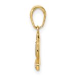 14k and White Rhodium Diamond-cut Heart Crown Pendant - Image 2