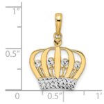 14k and White Rhodium Diamond-cut Crown Pendant - Image 4