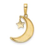 14k and White Rhodium Moon with Dangle Star Pendant - Image 3