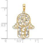 14k and White Rhodium Diamond-cut Fancy Hamsa Pendant - Image 4