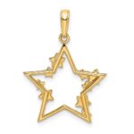 14k and White Rhodium Diamond-cut Stars Pendant - Image 3