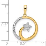 14k and White Rhodium Diamond-cut Shooting Star Pendant - Image 4