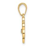 14k and White Rhodium Diamond-cut Clover Pendant - Image 2