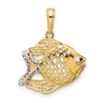14k and White Rhodium Diamond-cut Tropical Fish Pendant