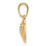 14k and White Rhodium Diamond-cut Puffed Heart Pendant - Image 2