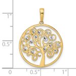 14k and White Rhodium Diamond-cut Tree of Life Pendant - Image 4