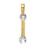 14k and White Rhodium Diamond-cut Wrench Pendant