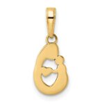 14k and White Rhodium Diamond-cut Mother and Baby Teardrop Pendant - Image 4