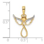 14K and White Rhodium Diamond-cut Infinity Angel Pendant - Image 2