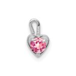 14k White Gold October Synthetic Birthstone Heart Charm