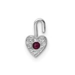 14k White Gold July Synthetic Birthstone Heart Charm - Image 3