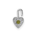 14k White Gold August Synthetic Birthstone Heart Charm - Image 3