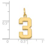 14k Medium Polished Number 3 Charm - Image 4