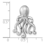 Sterling Silver Rhodium-Plated Polished and Brushed Octopus Pendant - Image 5