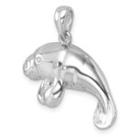 Sterling Silver Rhodium-Plated Medium Manatee Pendant - Image 4